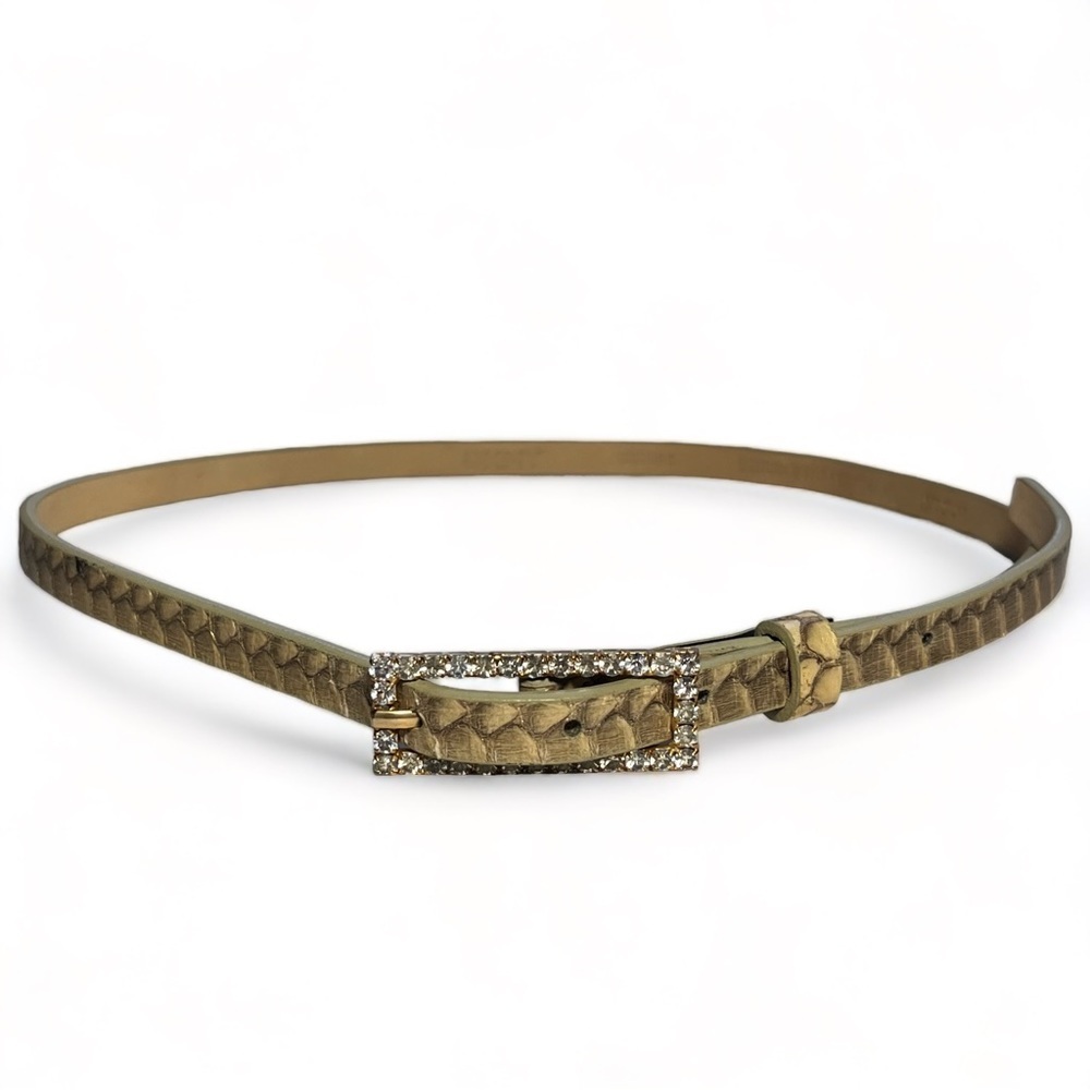 DKNY Genuine Snakeskin Belt with Rhinestone Buckle